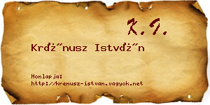 Krénusz István névjegykártya
